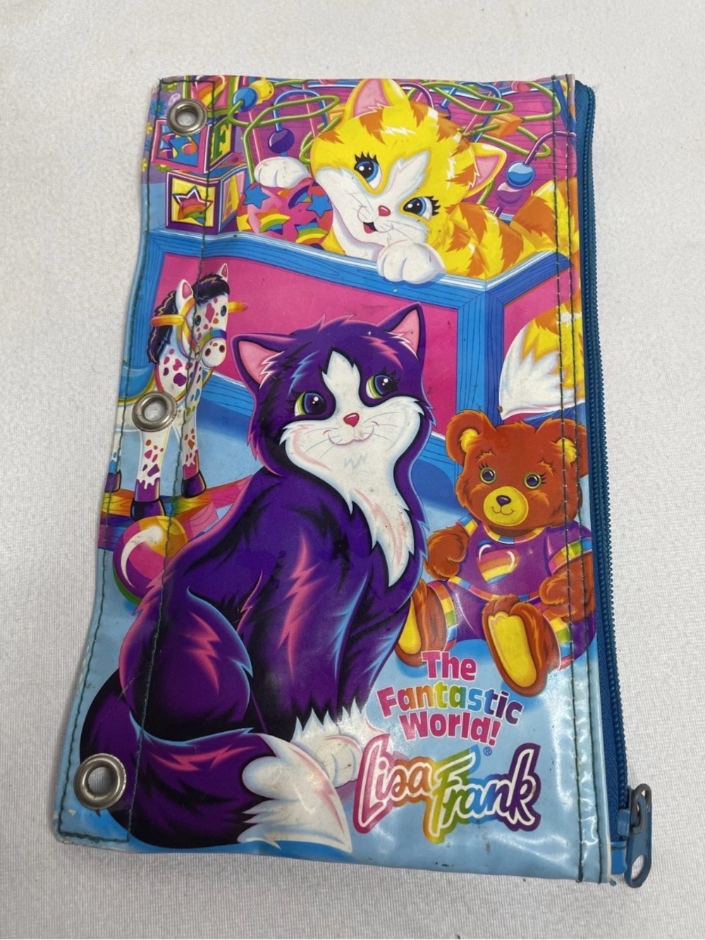Vintage Lisa Frank Pencil Pals Case Bag 3 Ring Pouch Playtime Kitten Cat 90s